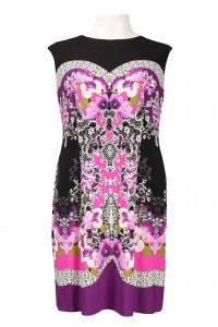 London Times Cap Sleeve Print Dress