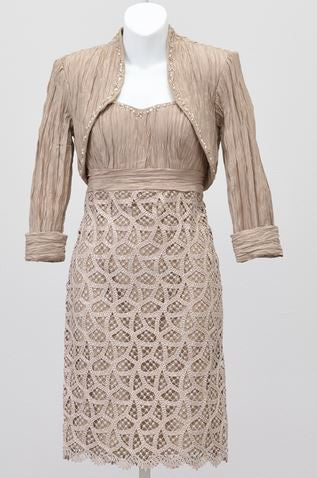 Metallic Lace and Crinkle Taffeta 2pc Dress