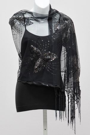 Sequined Mesh Scarf