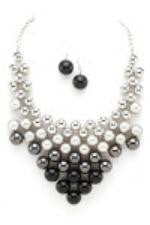 Black Multi Pearl Necklace and Earring Set